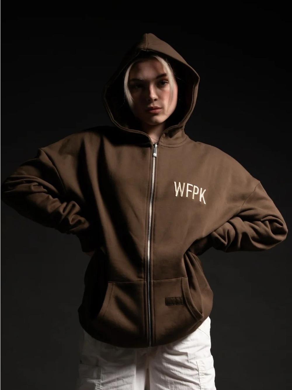 Wolfpak MOCHA BROWN ZIP UP HOODIE size S